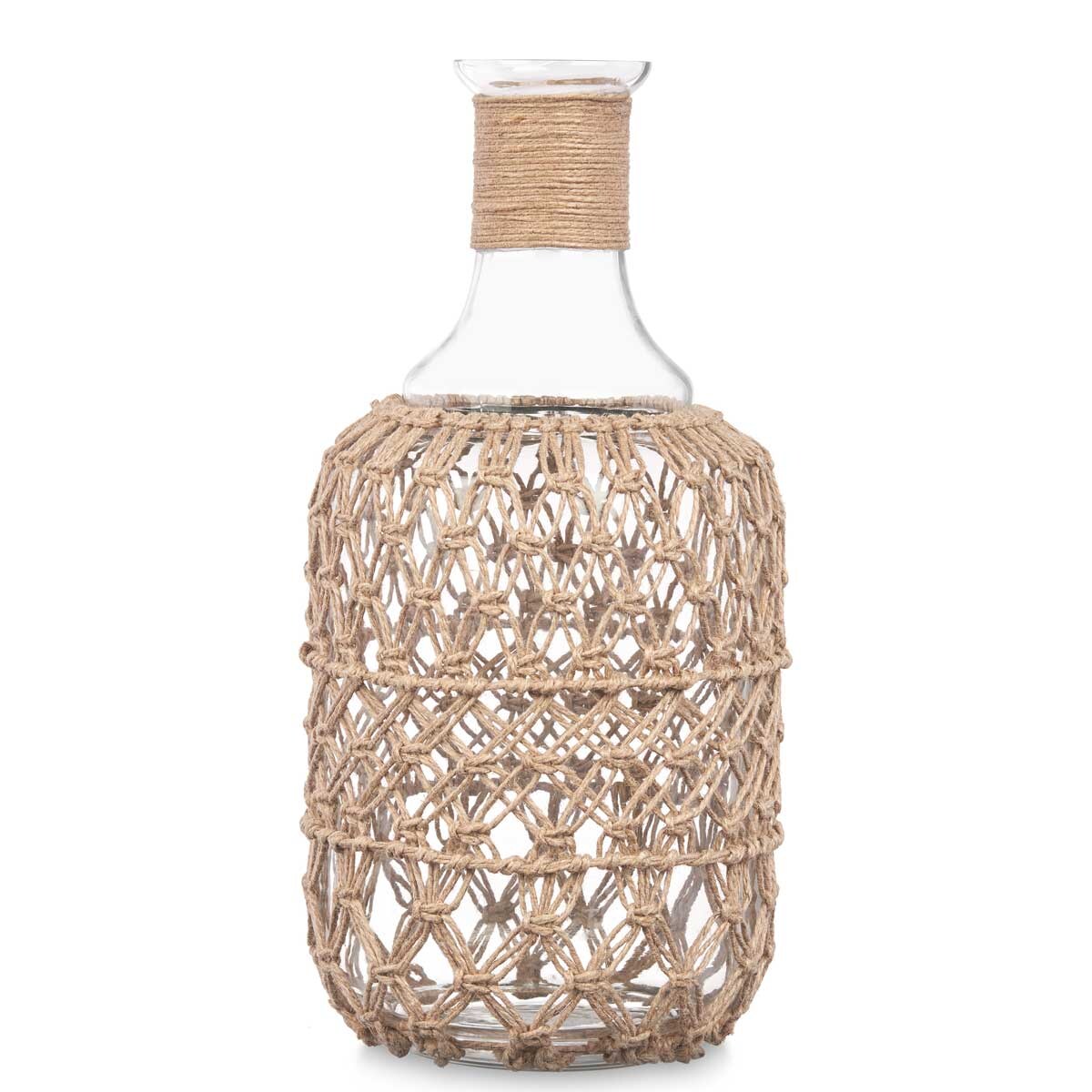 Ozdobna butelka w plecionce ze sznurka