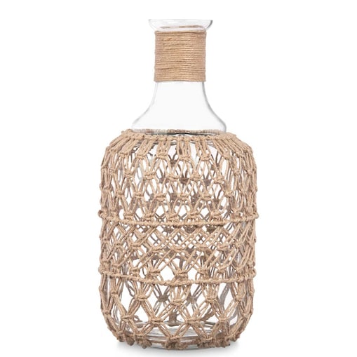 Ozdobna butelka w plecionce ze sznurka