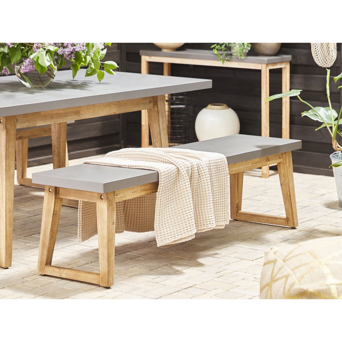 Zestaw ogrodowy z ławkami dla 6 osób ORIA Beton Szary