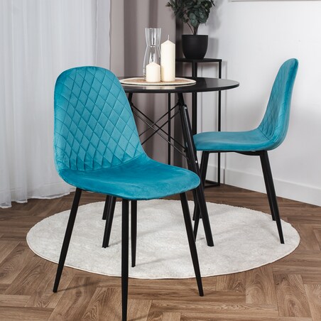 Krzesło tapicerowane nowoczesne pikowane do salonu jadalni turkusowe