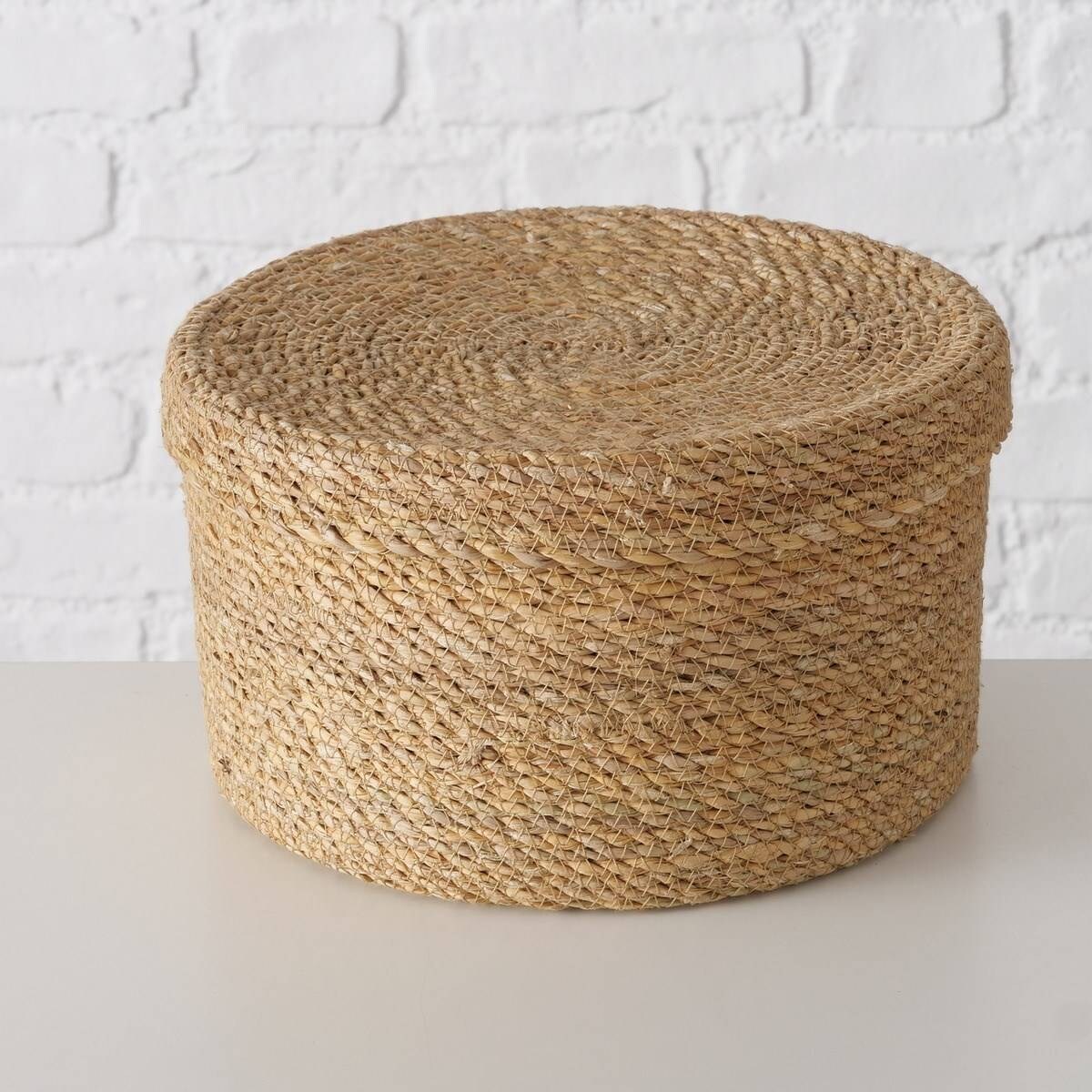 Zestaw koszy z trawy morskiej Sophy, plecione z pokrywką