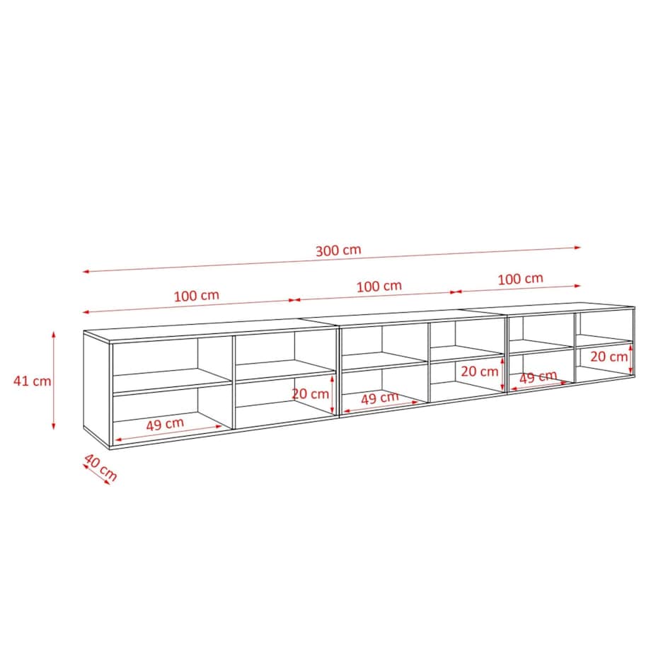 Szafka RTV RIO 300 cm, zamknięta pod telewizor, ryflowana- artisan+biały