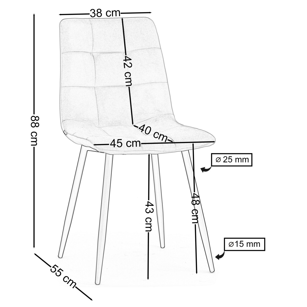 Krzesło tapicerowane pikowane welurowe do salonu jadalni PARMA zielona