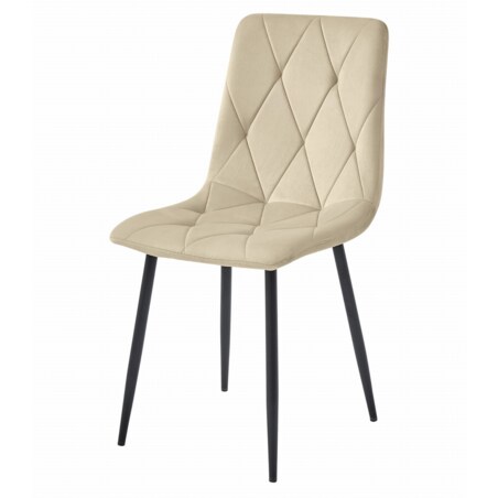 Krzesło Do Jadalni Kuchni Salonu Libra - Jasny Beż Aksamit / Nogi Czarne X 4