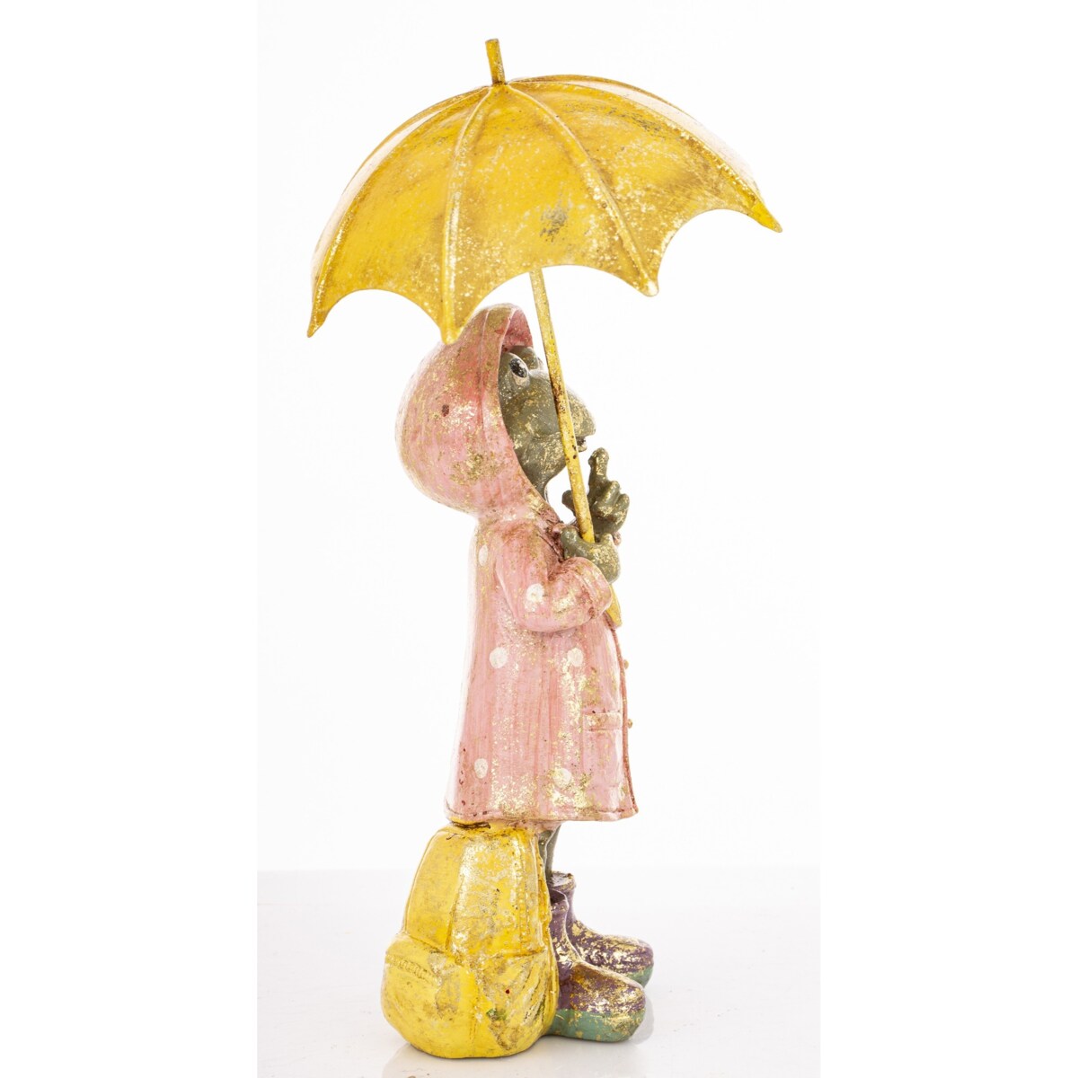 Dekoracja - żabka pod parasolem 19x9,5x9,5 cm ANITA różowa