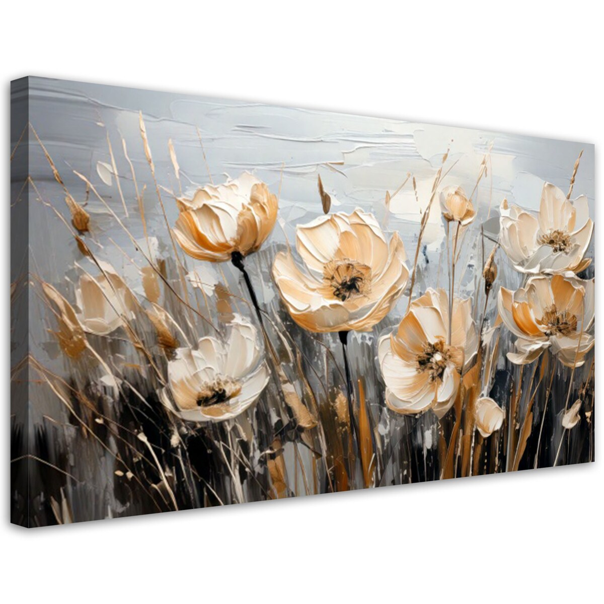 Feeby Obraz na płótnie, Beżowe Kwiaty na łące 120x60