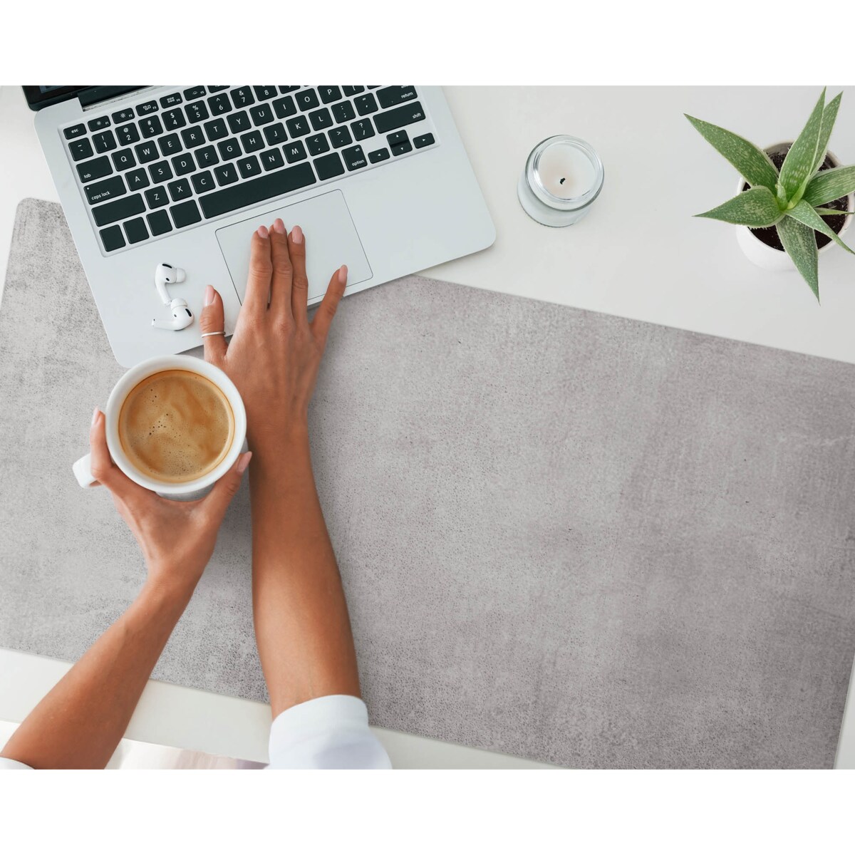 Szara mata na biurko Betonowa tekstura, 100x50 cm