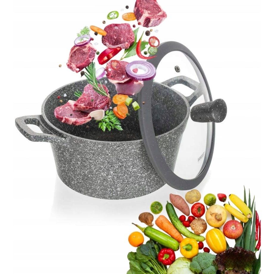 GARNEK GRANITE marmurkowy 20 cm 2,5L do Gotowania BANQUET na prezent święta