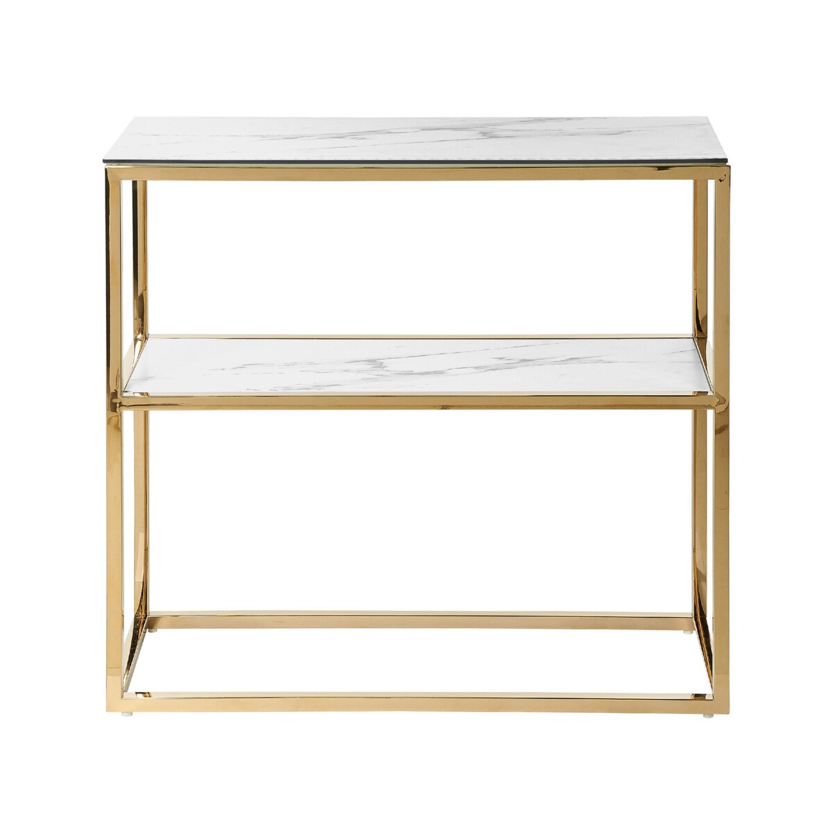 Konsola szklana efekt marmuru biało-złota AZUSA