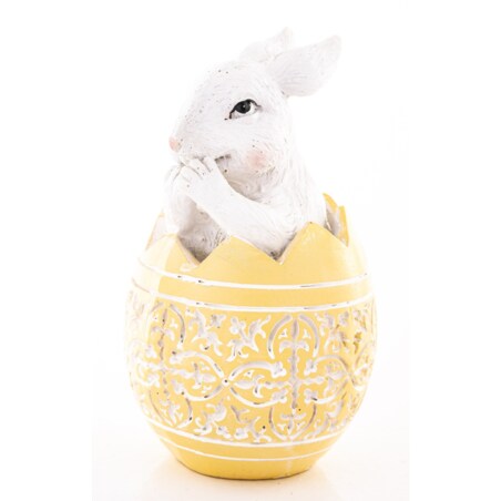 Dekoracja - króliczek w skorupce PISANKI 13x7,5x7,5 cm pomarańczowa