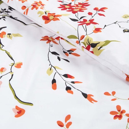 Pościel bawełniana 180x200 Bloome biała w kolorowe kwiaty, Cottonlove