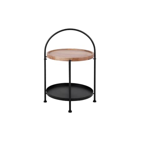 Mały stolik kawowy okrągły TRAY z blatem z drewna mango, Ø 39 x 55 cm