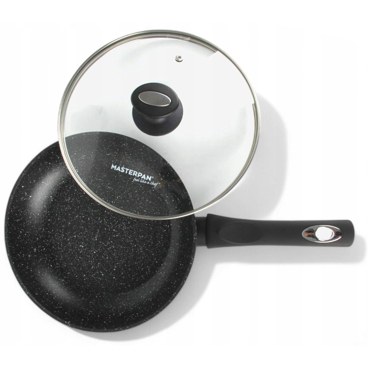 Patelnia Granitowa Pokrywka 24 Cm Plaster Miodu Indukcja Gaz 1.6L Wysoka 5.0