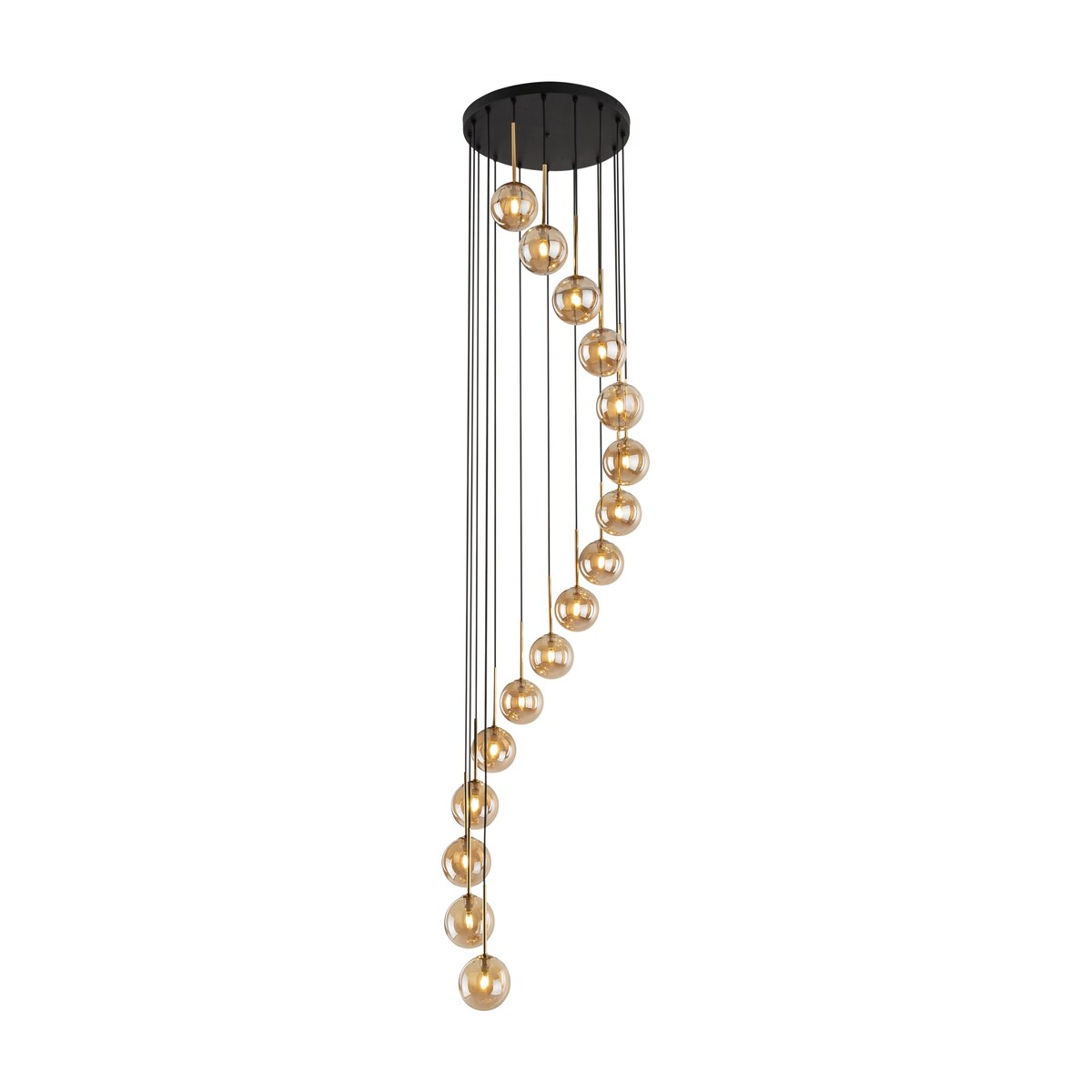 Lampa wisząca TK Lighting AURORA GOLD 6023 16xG9 czarno-złota szkło bursztynowe regulowana