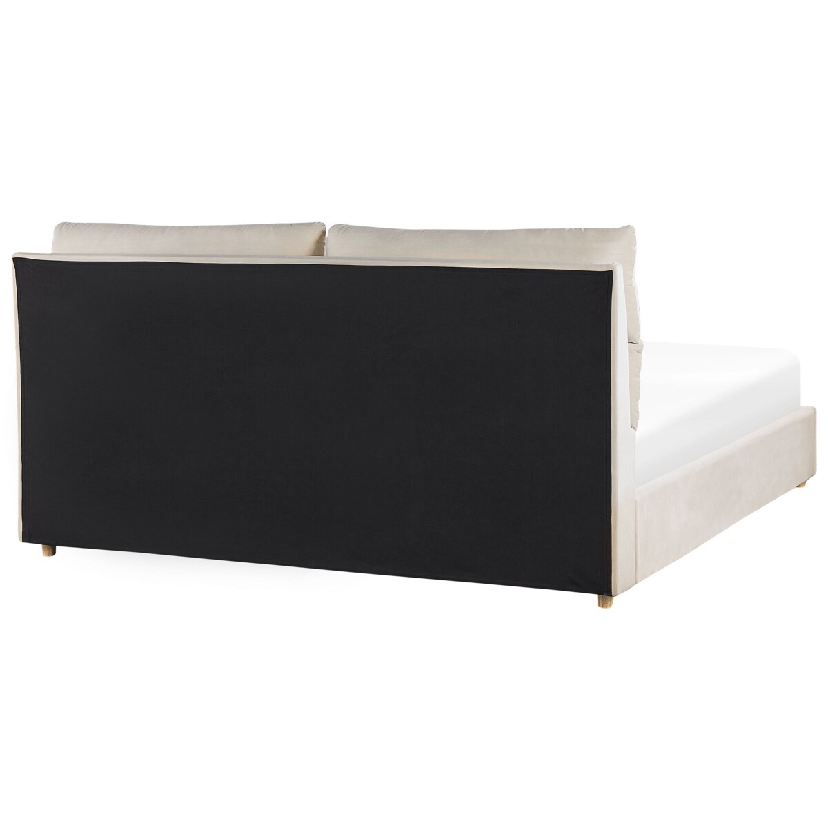 Łóżko z pojemnikiem welurowe 180 x 200 cm beżowe BATILLY