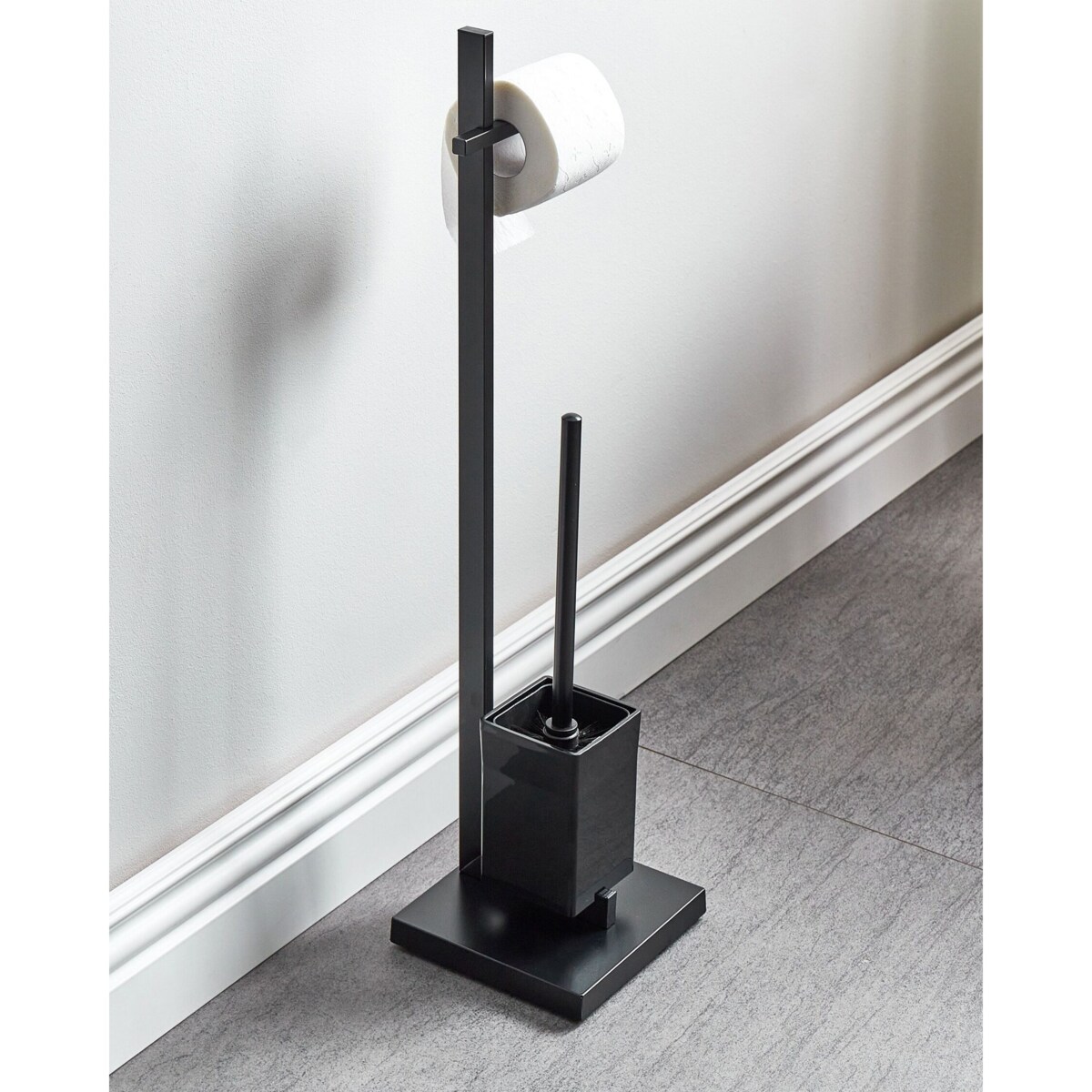 Stojak na papier i szczotkę toaletową czarny ULAPES