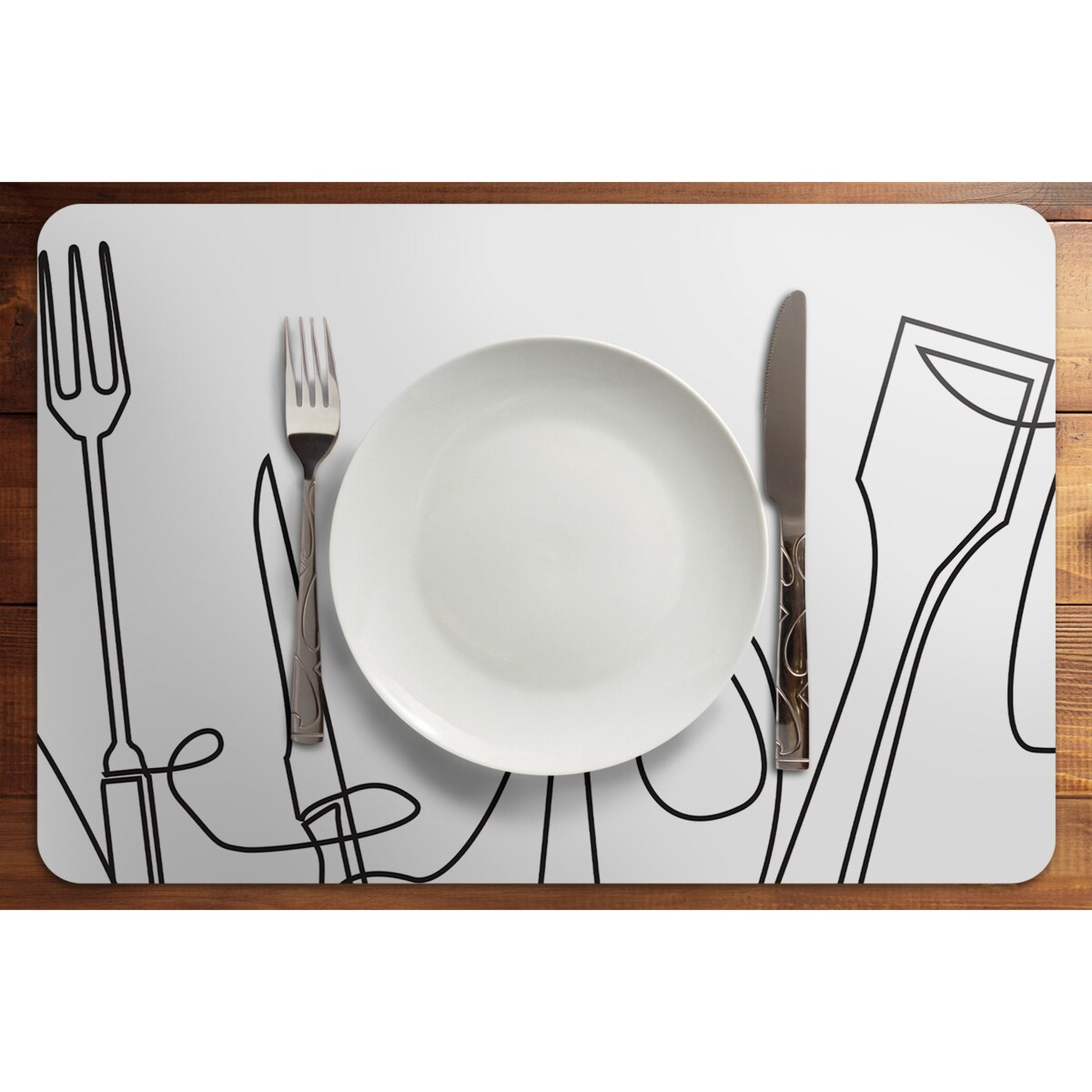 Komplet mat pod talerz Abstrakcyjne sztućce, 6 szt. 45x30cm