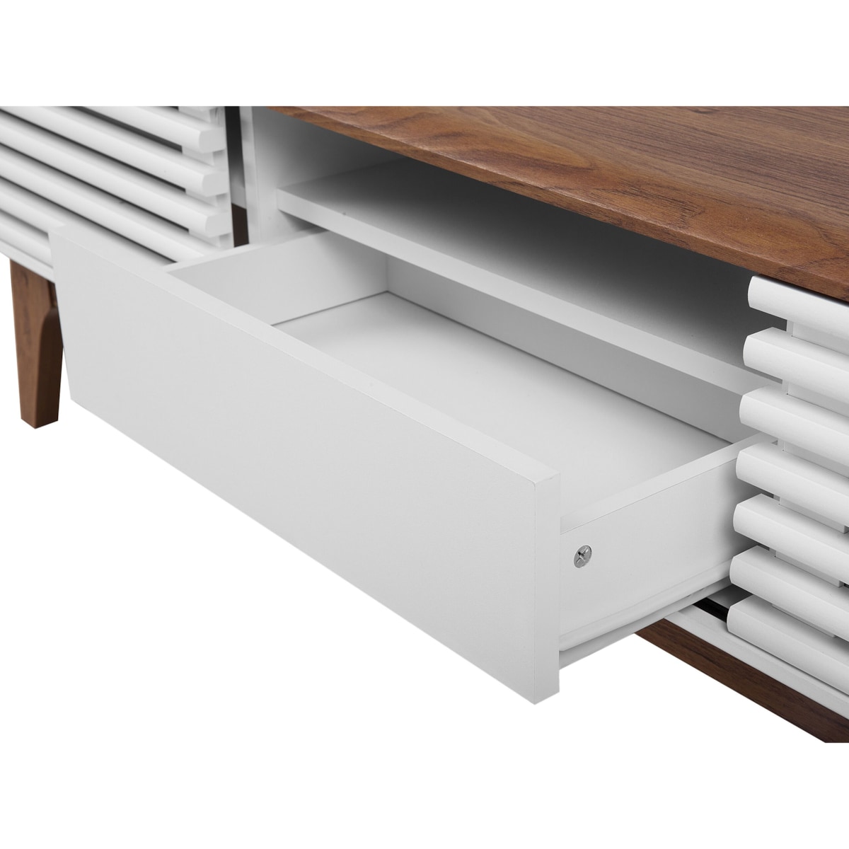 Szafka RTV ciemne drewno z białym DETROIT