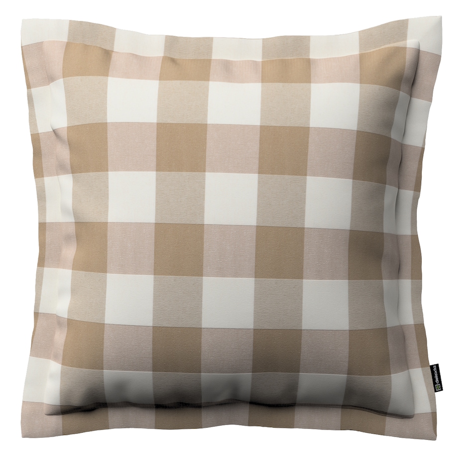 Poszewka Mona na poduszkę 45x45 beżowo-biała krata (5,5x5,5cm)