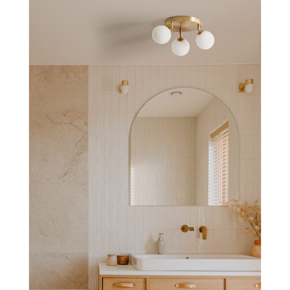 Lampa sufitowa MAVILLA Szkło Mosiężny