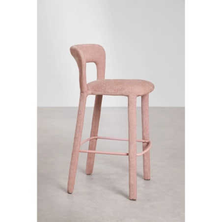 Krzesło barowe tapicerowane, różowe, Brussels ↑75 cm