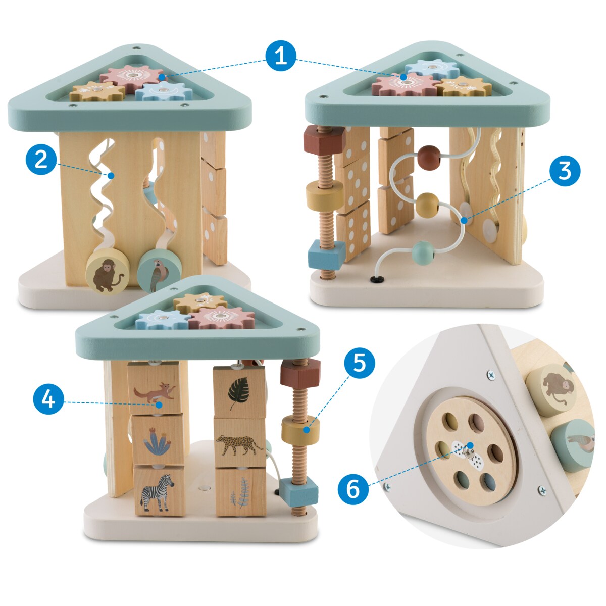 Zabawka drewniana sensoryczna kostka edukacyjna Nukido