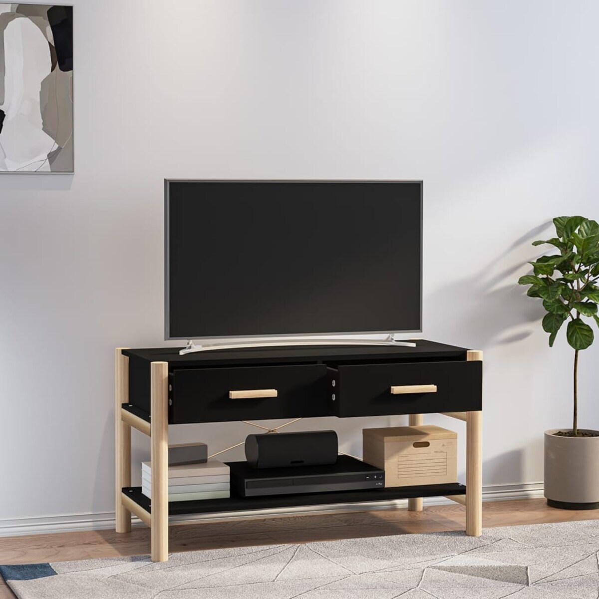 vidaXL Szafka pod TV, czarna, 82x38x45 cm, materiał drewnopochodny