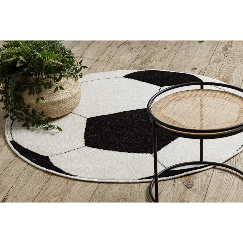 Dywan SILVER koło PIŁKA - czarno biała koło 100 cm