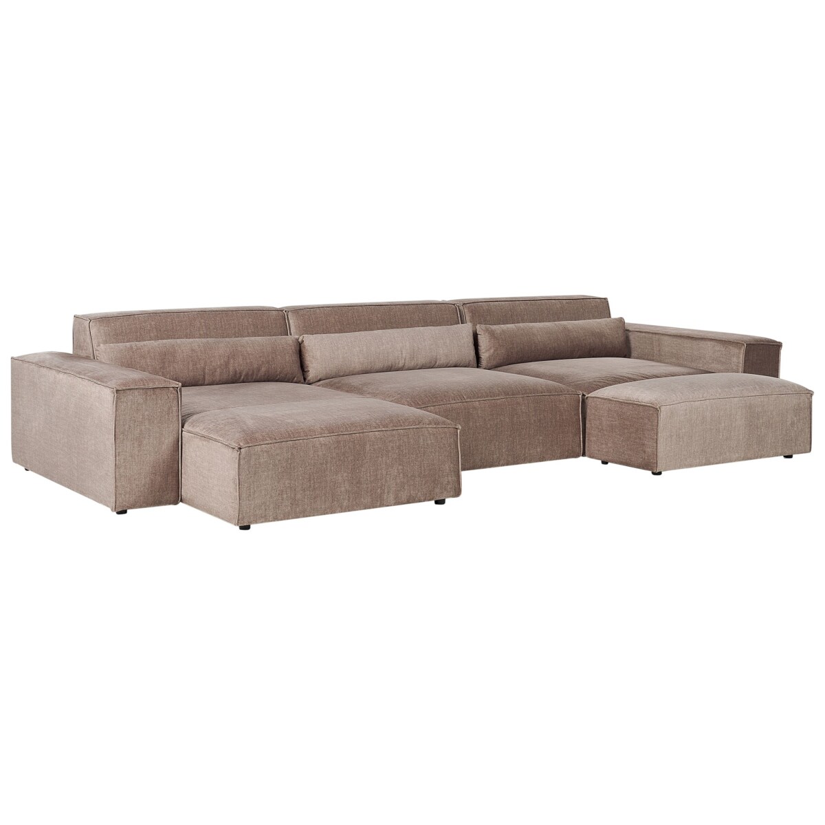 Sofa narożna z otomaną HELLNAR Jasnobrązowy Prawostronny