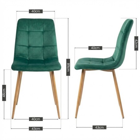 Krzesło tapicerowane welurowe zielone pikowane nowoczesne