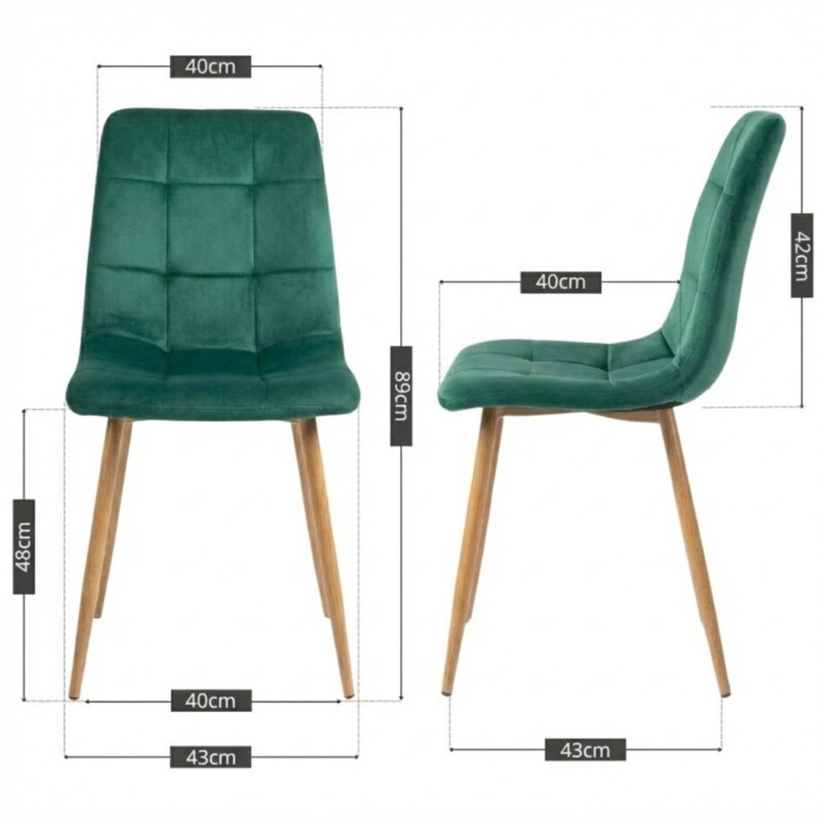 Krzesło tapicerowane welurowe zielone pikowane nowoczesne