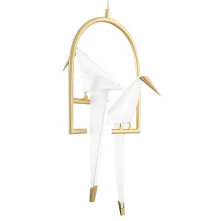 Wisząca lampa Loro MD8113-2 LED 19W ptaki białe złote