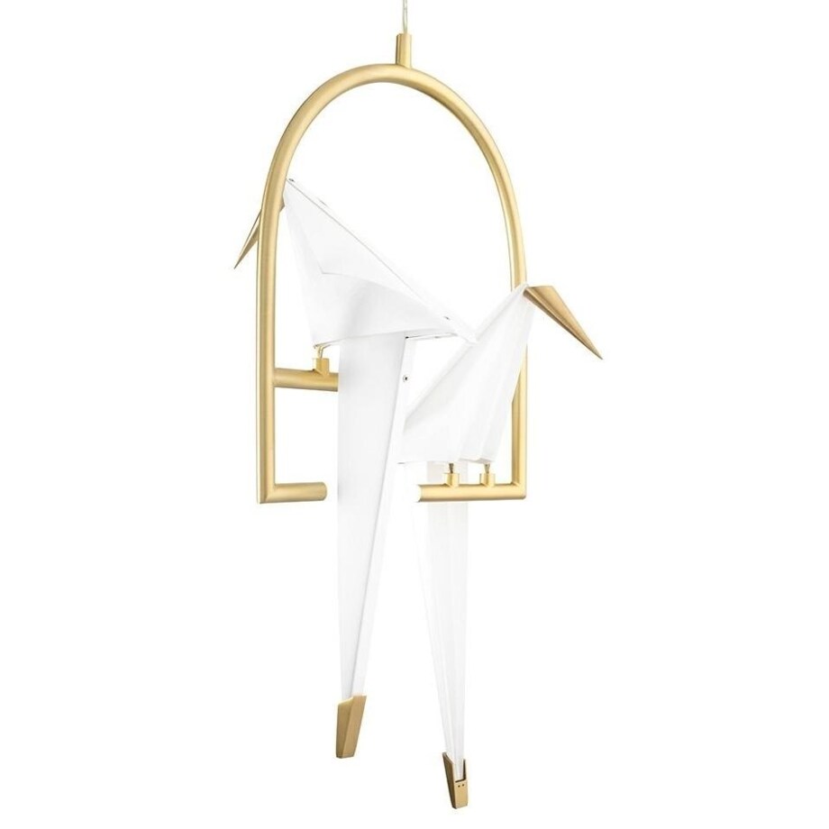 Wisząca lampa Loro MD8113-2 LED 19W ptaki białe złote