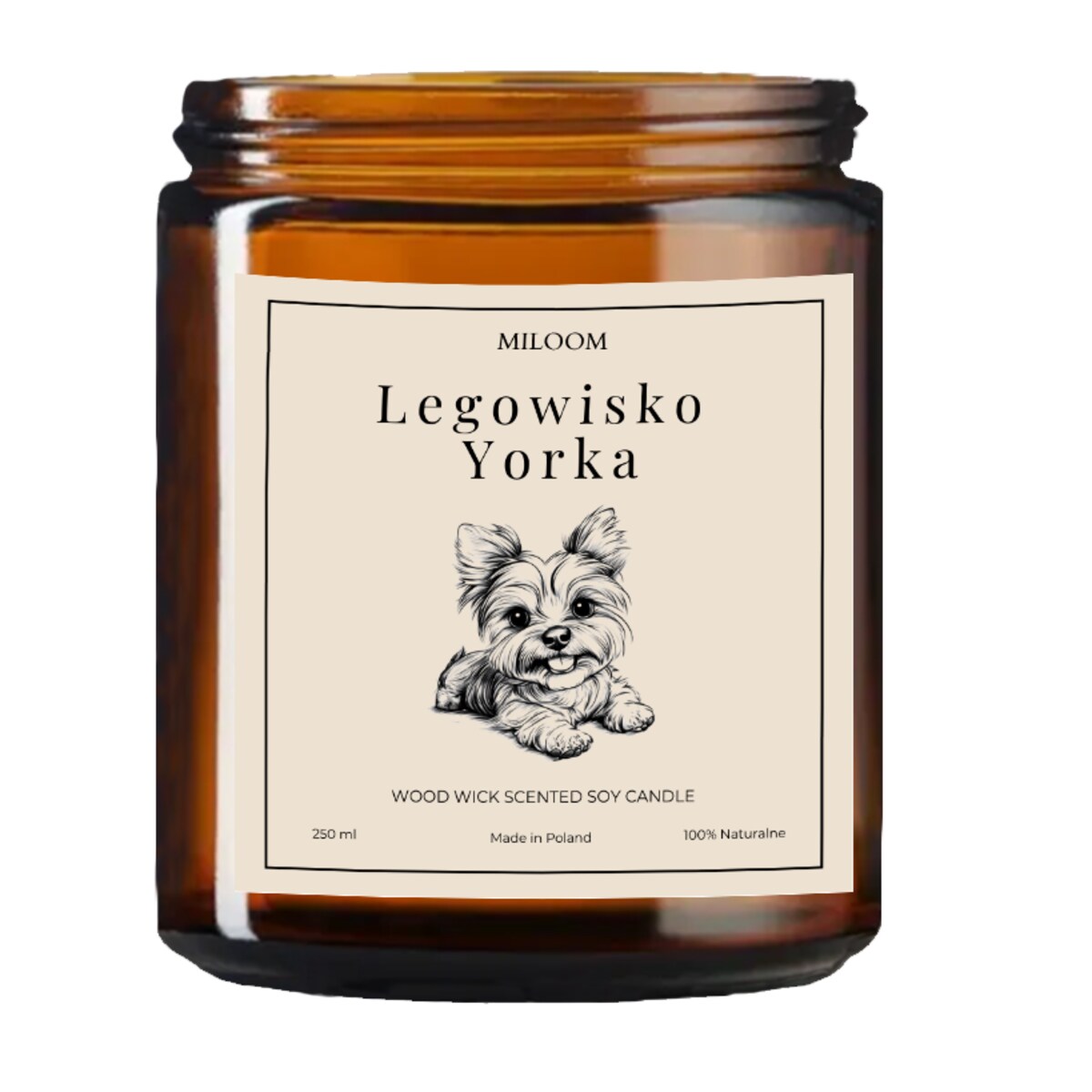 Świeca Sojowa Zapachowa z Drewnianym Knotem LEGOWISKO YORKA 230 ml Miloom