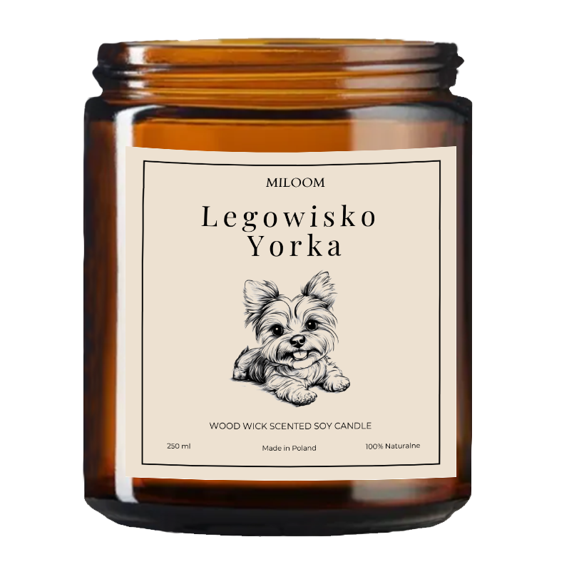 Świeca Sojowa Zapachowa z Drewnianym Knotem LEGOWISKO YORKA 230 ml Miloom