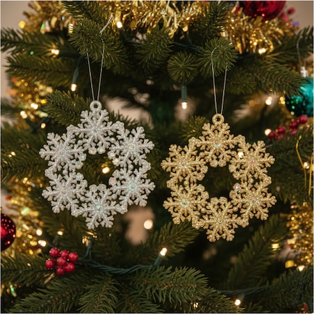 Zawieszka Na Choinkę Płatek Śniegu 12 Cm Ozdoba Świąteczna Wisząca Kolor Srebrny