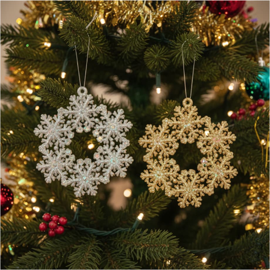 Zawieszka Na Choinkę Płatek Śniegu 12 Cm Ozdoba Świąteczna Wisząca Kolor Srebrny