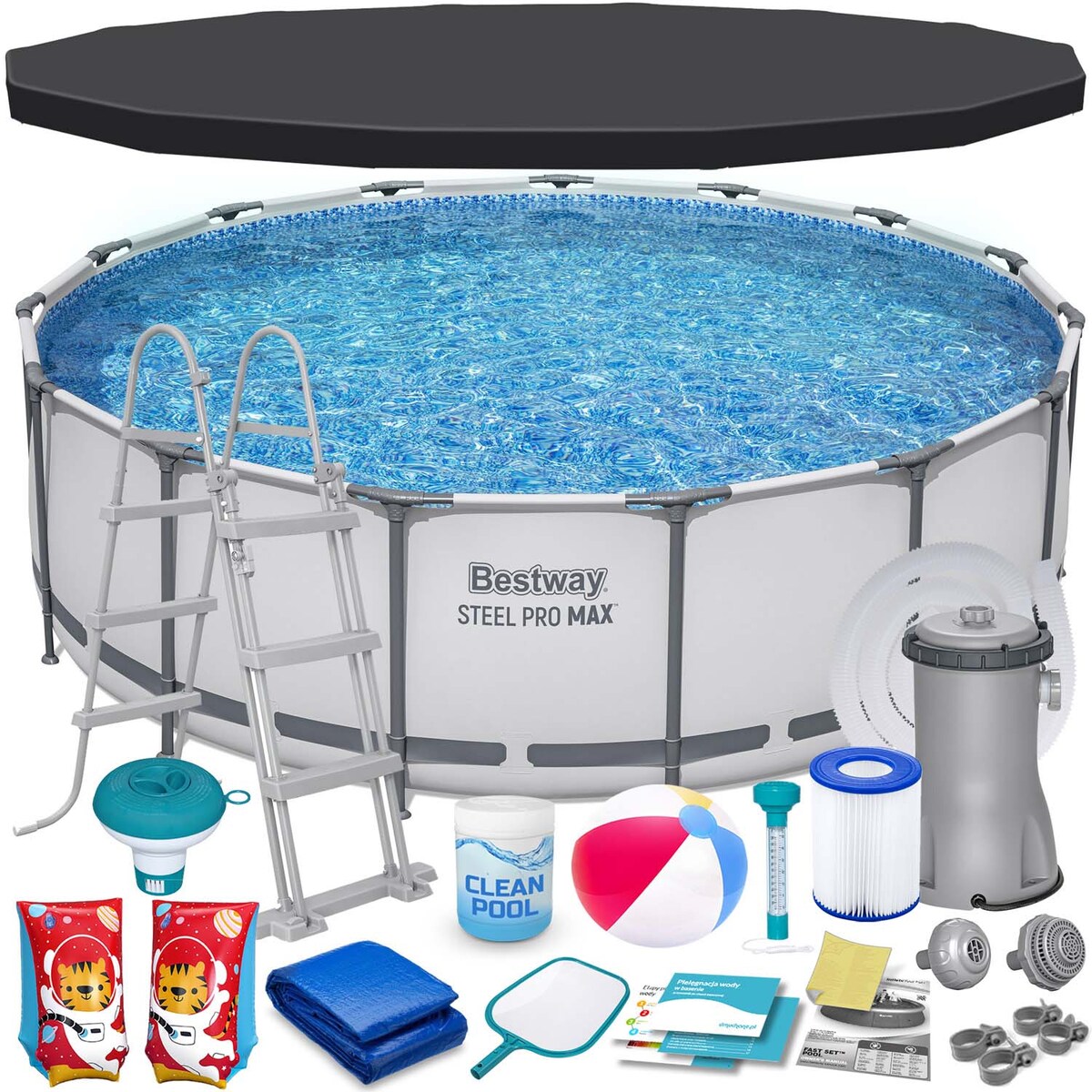 Basen ogrodowy stelażowy 457x122 Bestway full 18w1