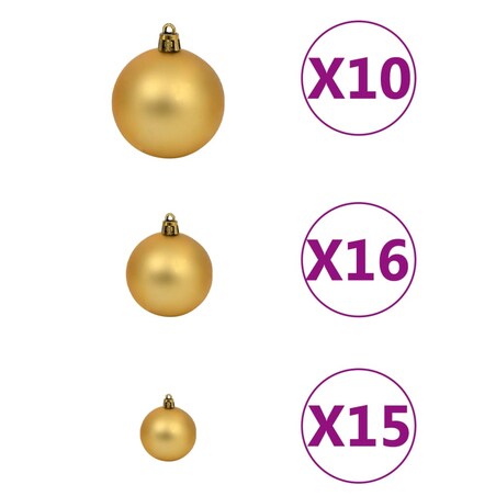vidaXL Sztuczna choinka z lampkami, bombkami i szyszkami, 210 cm