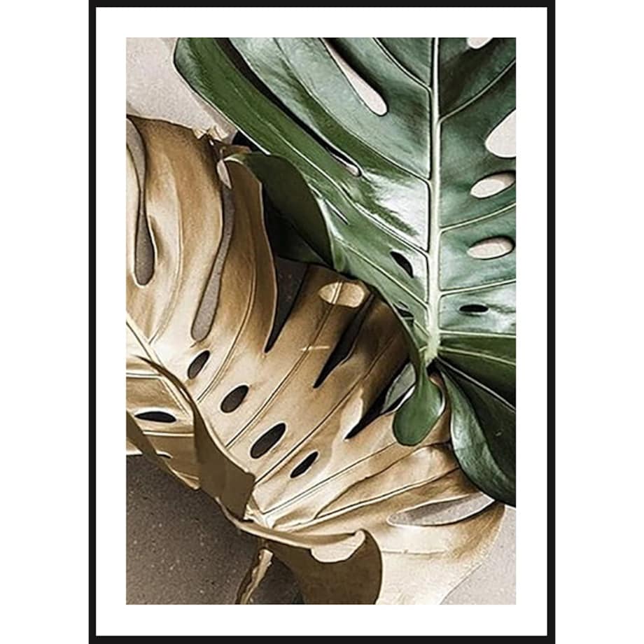 Poster Story, Plakat, Obraz - Złota Monstera No4, wymiary 60 x 84 cm