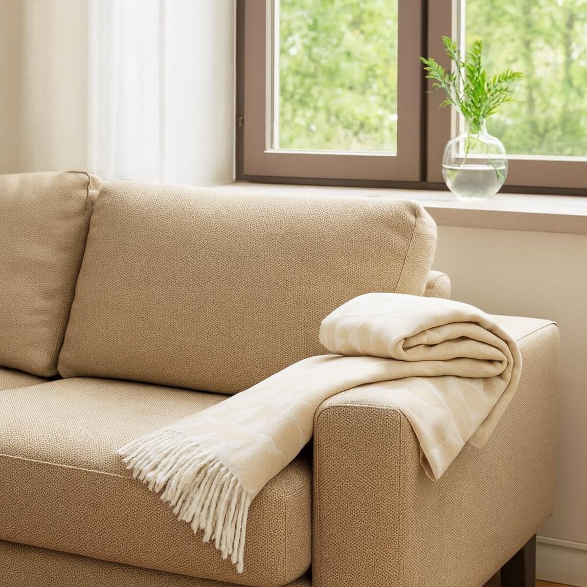 Koc żakardowy z frędzlami MYK, 130 x 160 cm