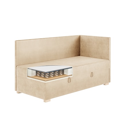 Mesonica Łóżko Flexi, beżowe, 90x200, Prawostronne