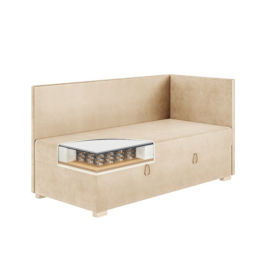 Mesonica Łóżko Flexi, beżowe, 90x200, Prawostronne