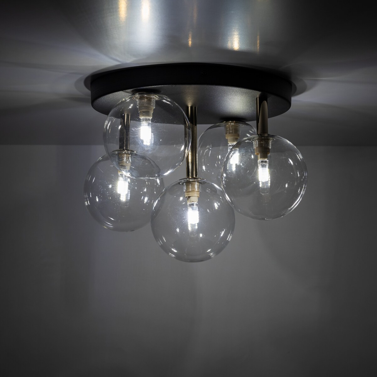 Nowoczesna lampa sufitowa NILOS Black/Gold TK Lighting 5xG9, czarno-złota, szkło, metal, do salonu i jadalni