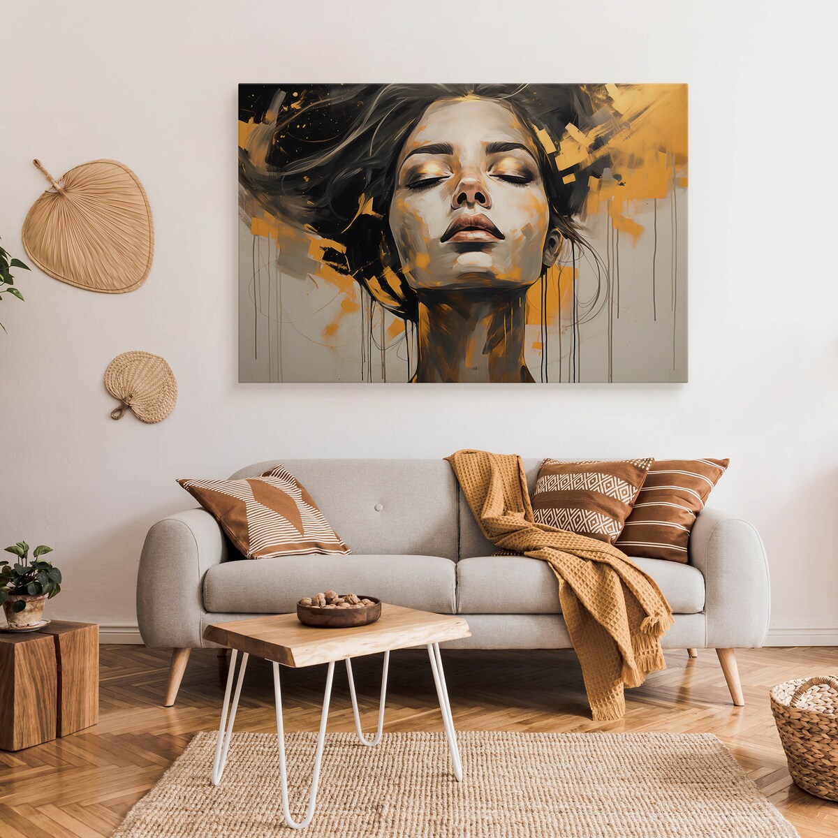 Obraz Ścienny Do Salonu Abstrakcja Kobiecy Portret Styl Glamour 120x80cm