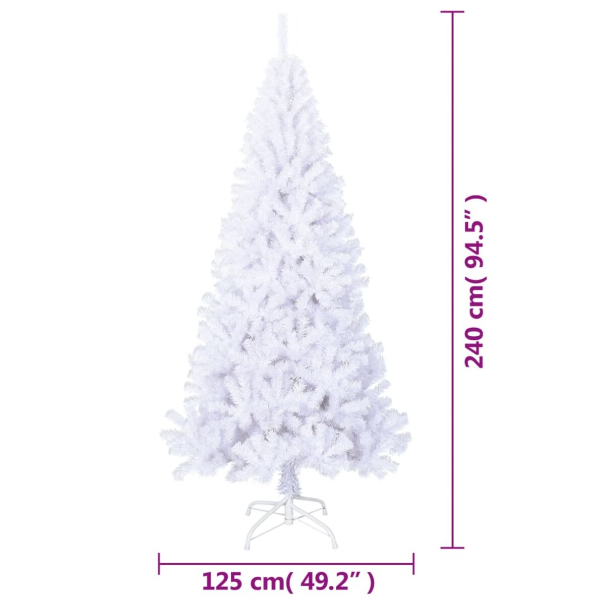 vidaXL Sztuczna choinka o grubych gałązkach, biała, 240 cm, PVC