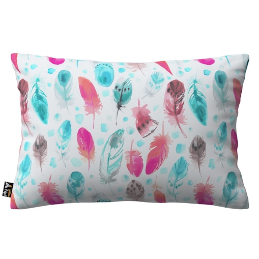Poszewka Milly prostokątna 60x40 różowe i turkusowe piórka
