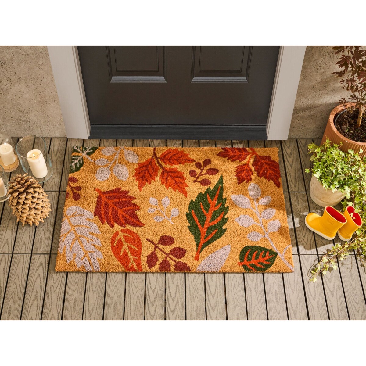 Wycieraczka DAGATAN Kolorowy 60 x 90 cm Liść Włókno kokosowe