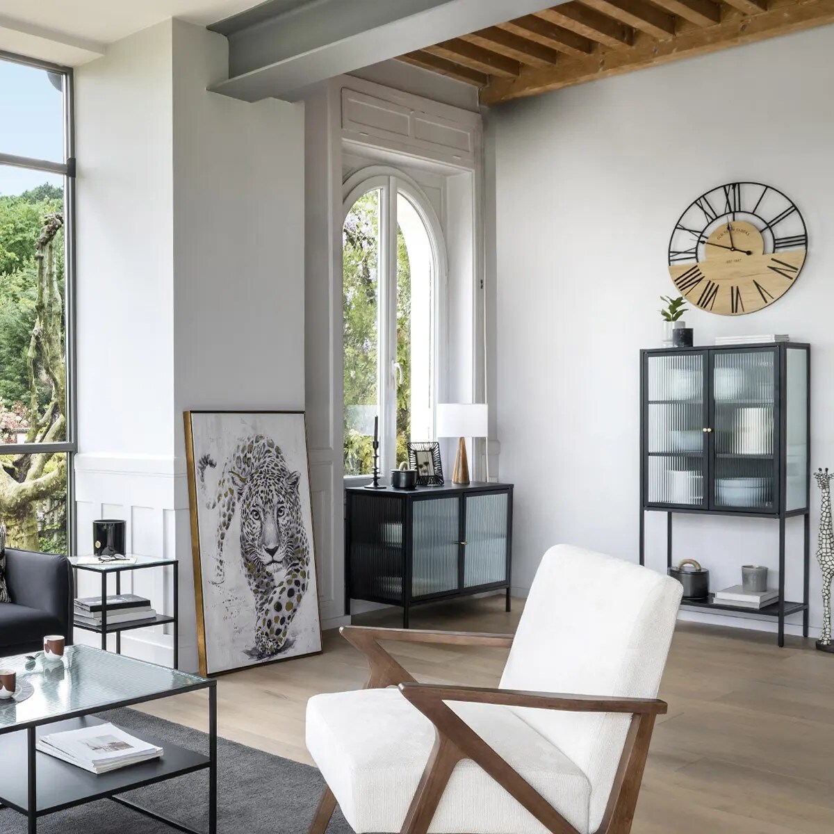 Lampka nocna z drewnianą podstawą, Ø 28 x 46 cm