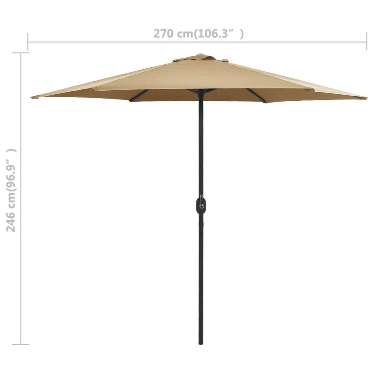 vidaXL Parasol ogrodowy na aluminiowym słupku, 270x246 cm, taupe
